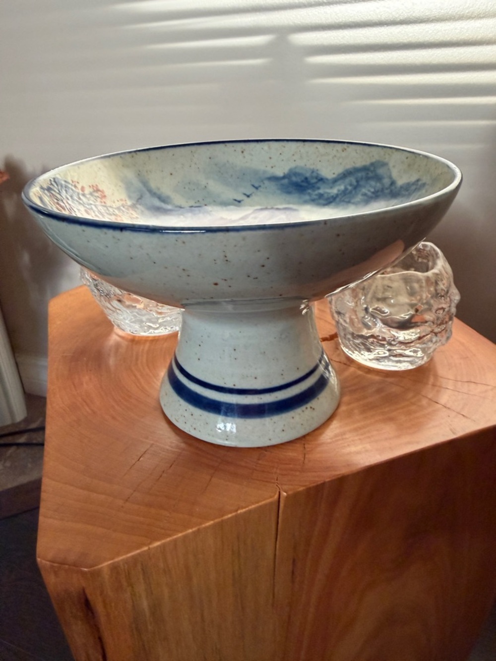 Vintage 90s Handcrafted Blue Ceramic Bowl